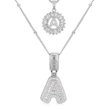 Moissanite letter initial necklace set