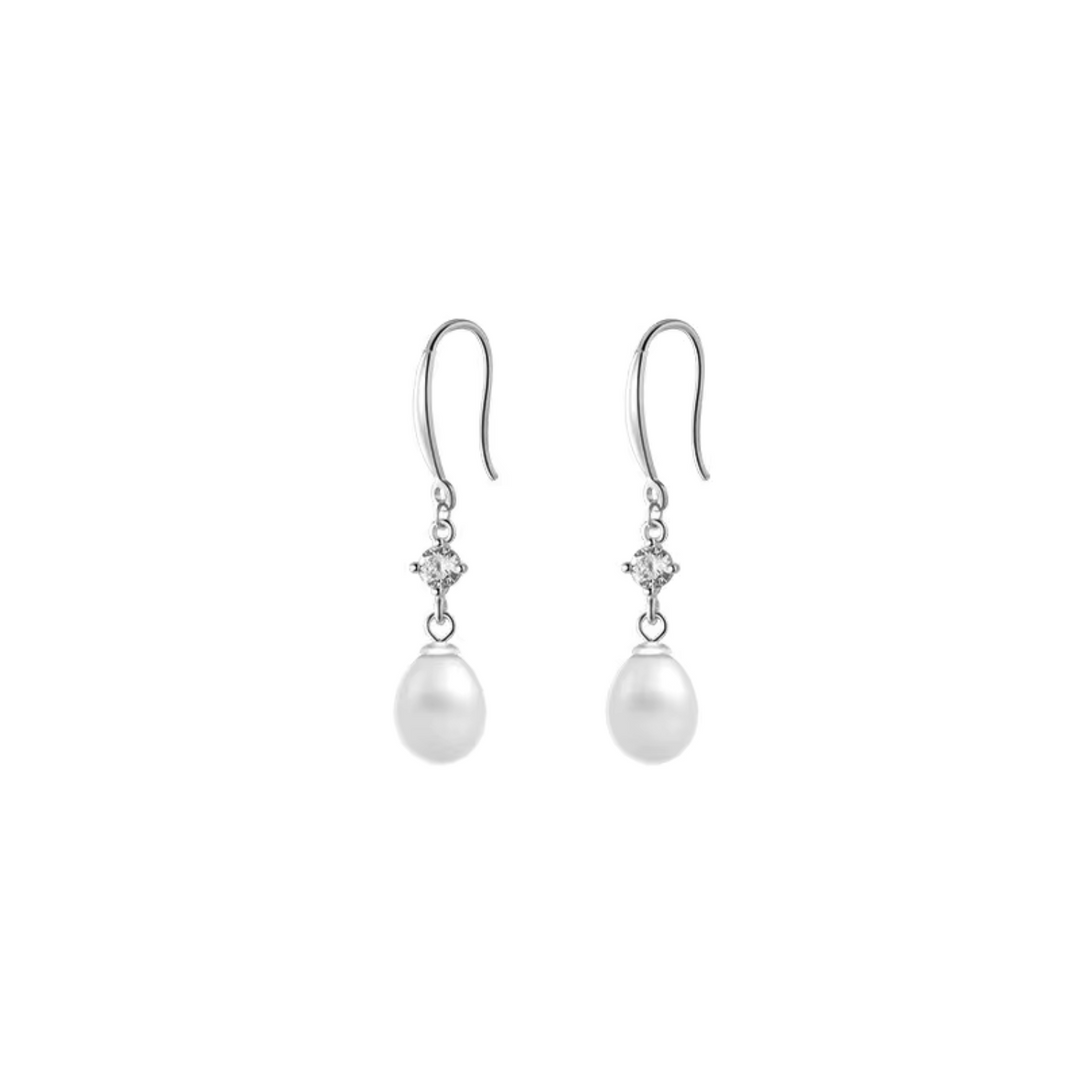 Baroque Pearl Zircon Stud Earrings