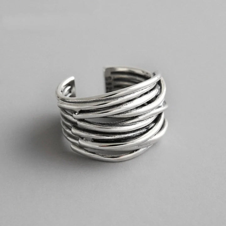 Layered 925 Sterling Silver Adjustable Ring