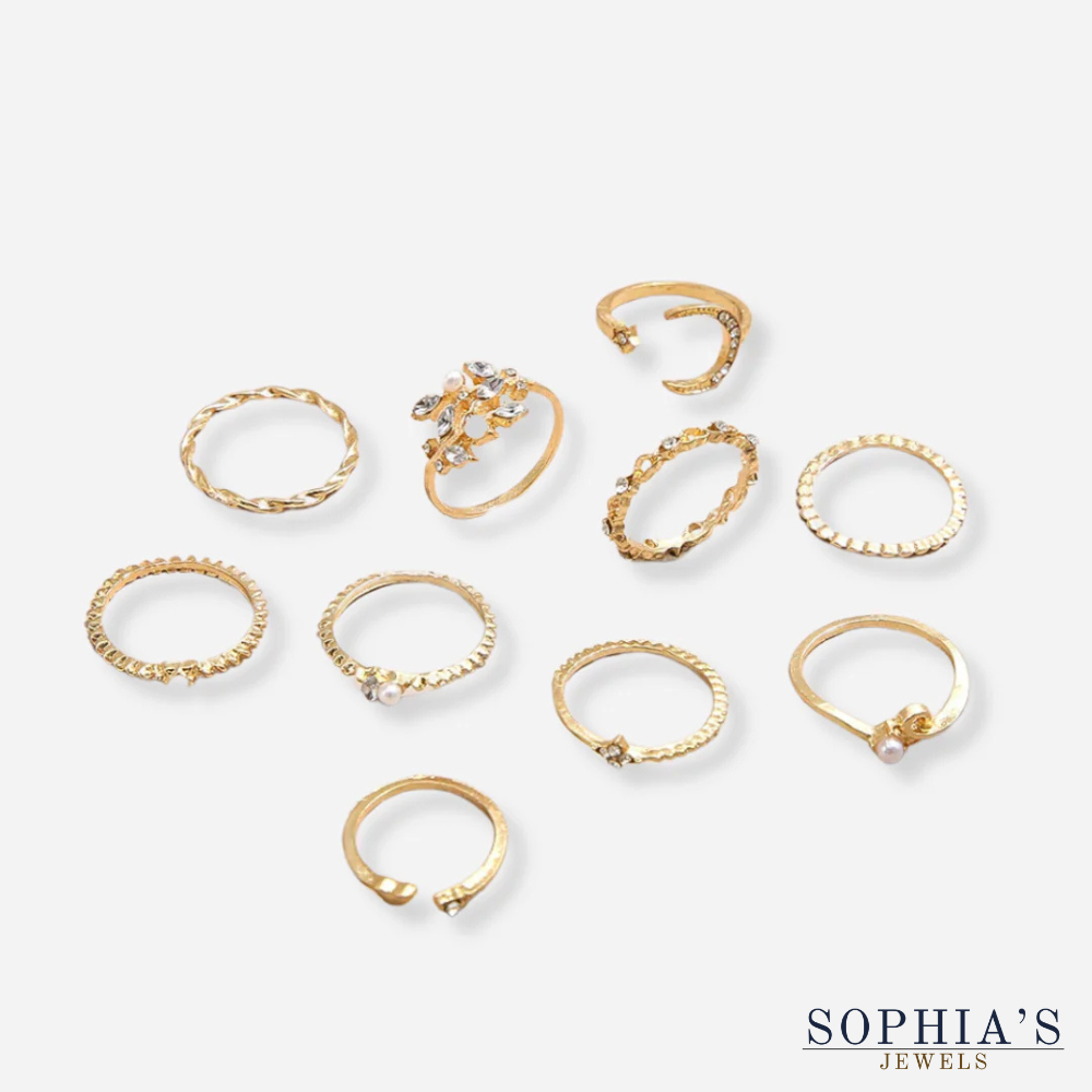 10-Piece Boho Gold & Silver Rings