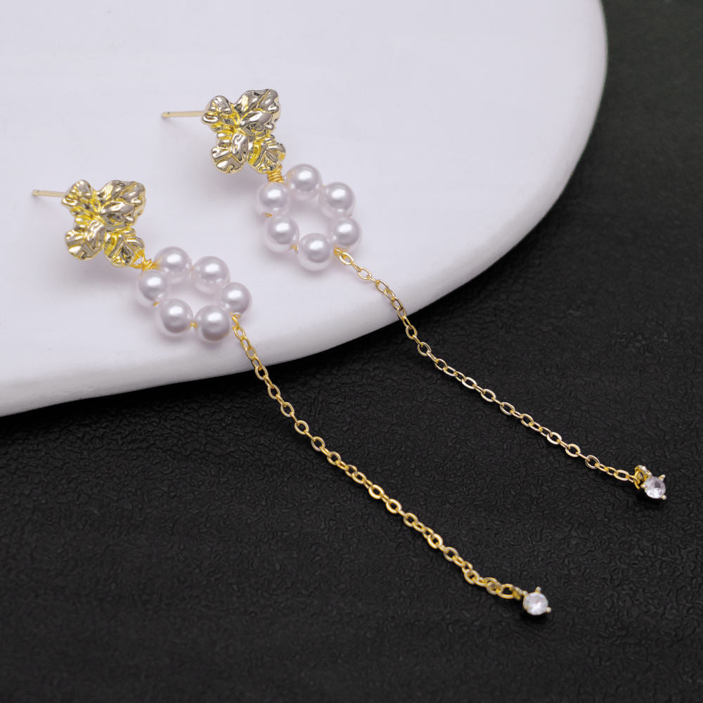 Crystal Pearl Flower Earrings