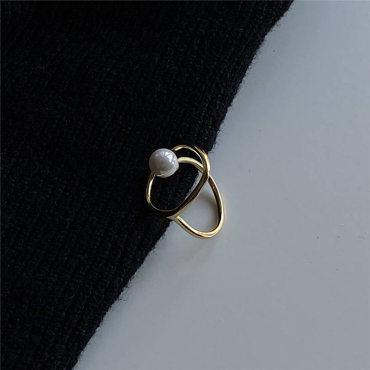 Geometric Pearl Ring