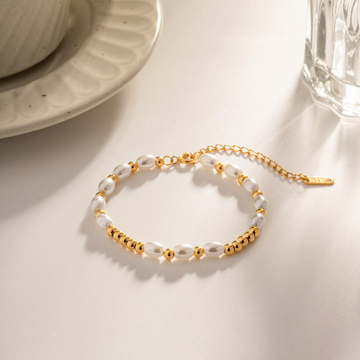 Geometric Pearl Bead Bracelet