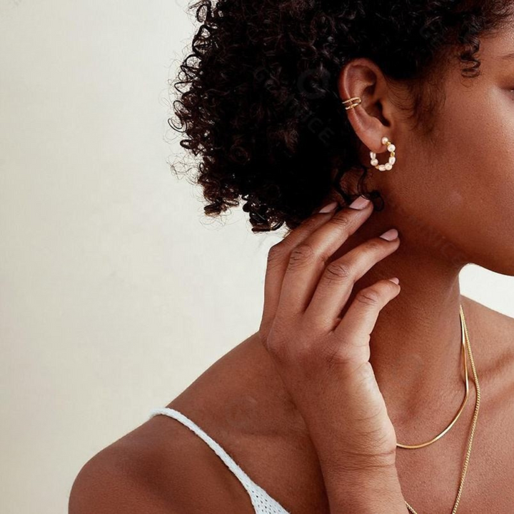 Handmade Pearl Hoop Earrings