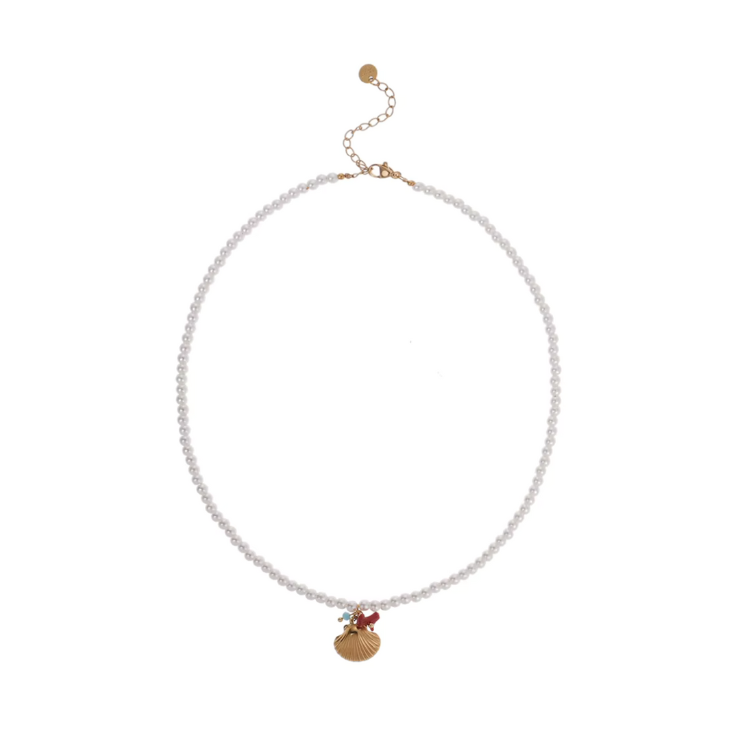 Pearl & Natural Stone Pendant Necklace