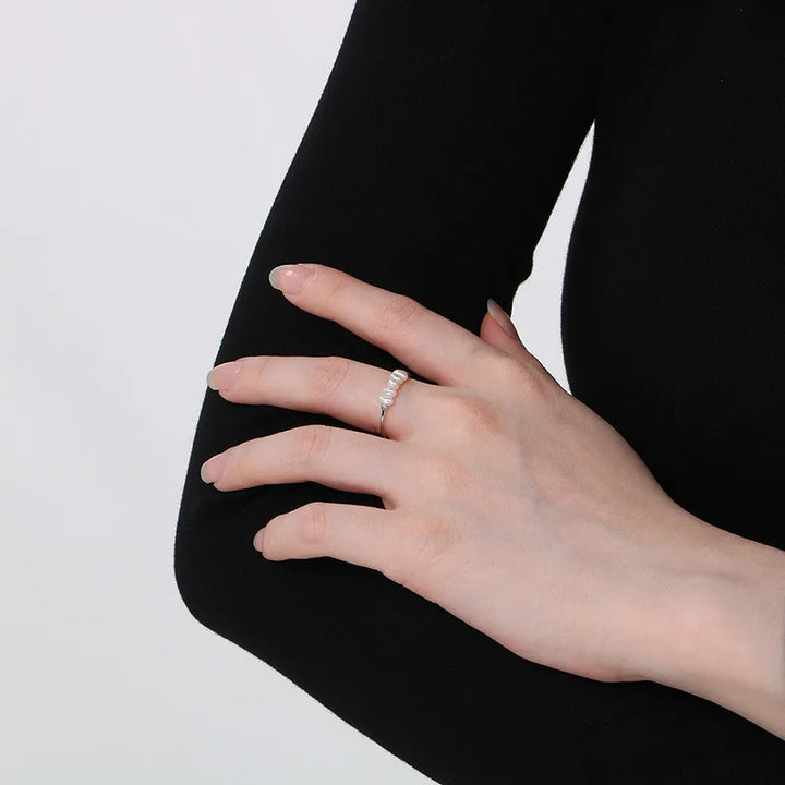 Gold Pearl Charm Ring