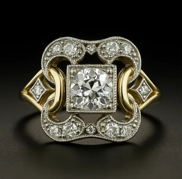 Vintage Zirconia Gold Ring