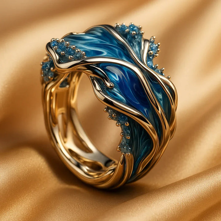 Ocean Wave Ring – Vintage Gold Finish
